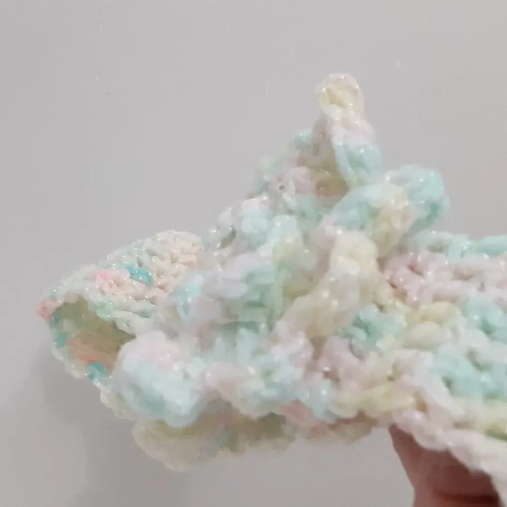 Vintage Handmade Crochet Floral Headband Rosette Baby Girl Pink Pastel Multi